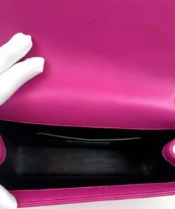 YSL ENVELOPE MEDIUM IN CHEVRON GRAIN DE POUDRE EMBOSSED LEATHER HOT PINK 12