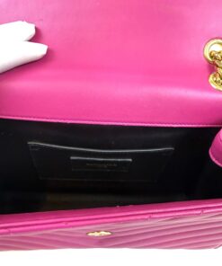 YSL ENVELOPE MEDIUM IN CHEVRON GRAIN DE POUDRE EMBOSSED LEATHER HOT PINK 6