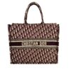 Dior Large Book Tote Ecru and Wine Dior Oblique Embroidery