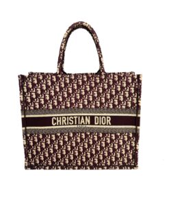 Dior Large Book Tote Ecru and Wine Dior Oblique Embroidery 20