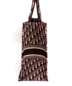 Dior Large Book Tote Ecru and Wine Dior Oblique Embroidery 7