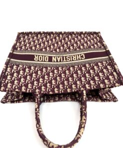 Dior Large Book Tote Ecru and Wine Dior Oblique Embroidery 12