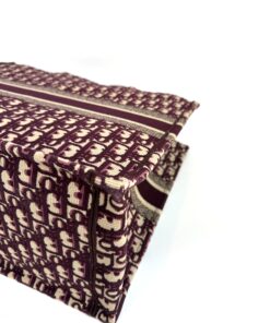 Dior Large Book Tote Ecru and Wine Dior Oblique Embroidery 15