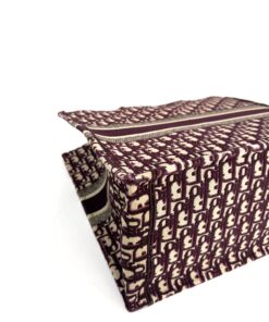 Dior Large Book Tote Ecru and Wine Dior Oblique Embroidery 14