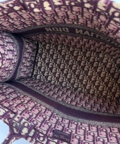 Dior Large Book Tote Ecru and Wine Dior Oblique Embroidery 18