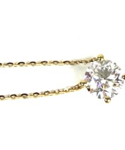 Brand New 14K Yellow Gold 16″-18″ Pendant Necklace with 1.5 Carat Lab Diamond 10