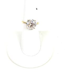 4.61 Carats Round Brilliant Lab Diamond Ring in 14K Yellow Gold -Q 5