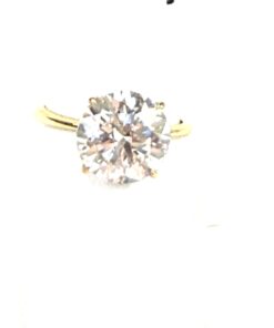 4.61 Carats Round Brilliant Lab Diamond Ring in 14K Yellow Gold -Q 4