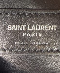 YSL Sheepskin Matelasse Chevron Monogram Medium College Bag Black Silver 7