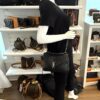YSL Sheepskin Matelasse Chevron Monogram Medium College Bag Black Silver (Copy) 2
