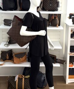 Louis Vuitton Neverfull MM Ebene with Cerise Red Interior and Pouch 2