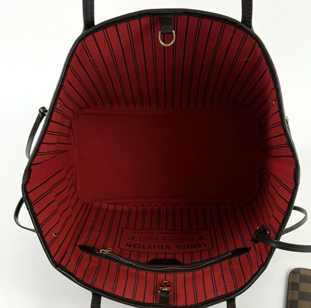 Louis Vuitton Neverfull MM Ebene with Cerise Red Interior and Pouch 6 Louis Vuitton Neverfull MM Ebene with Cerise Red Interior and Pouch 6