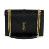 Yves Saint Laurent Black Chevron Quilted Leather Large Monogram Chain Cassandre Bag Gold HW 17