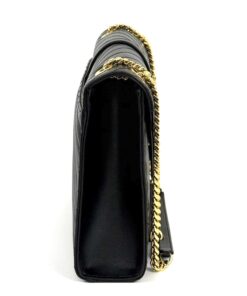 Yves Saint Laurent Black Chevron Quilted Leather Large Monogram Chain Cassandre Bag Gold HW 7