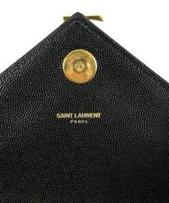 Yves Saint Laurent Black Chevron Quilted Leather Large Monogram Chain Cassandre Bag Gold HW 12