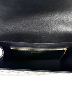 Yves Saint Laurent Black Chevron Quilted Leather Large Monogram Chain Cassandre Bag Gold HW 8