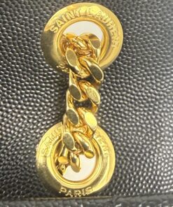 Yves Saint Laurent Black Chevron Quilted Leather Large Monogram Chain Cassandre Bag Gold HW 19