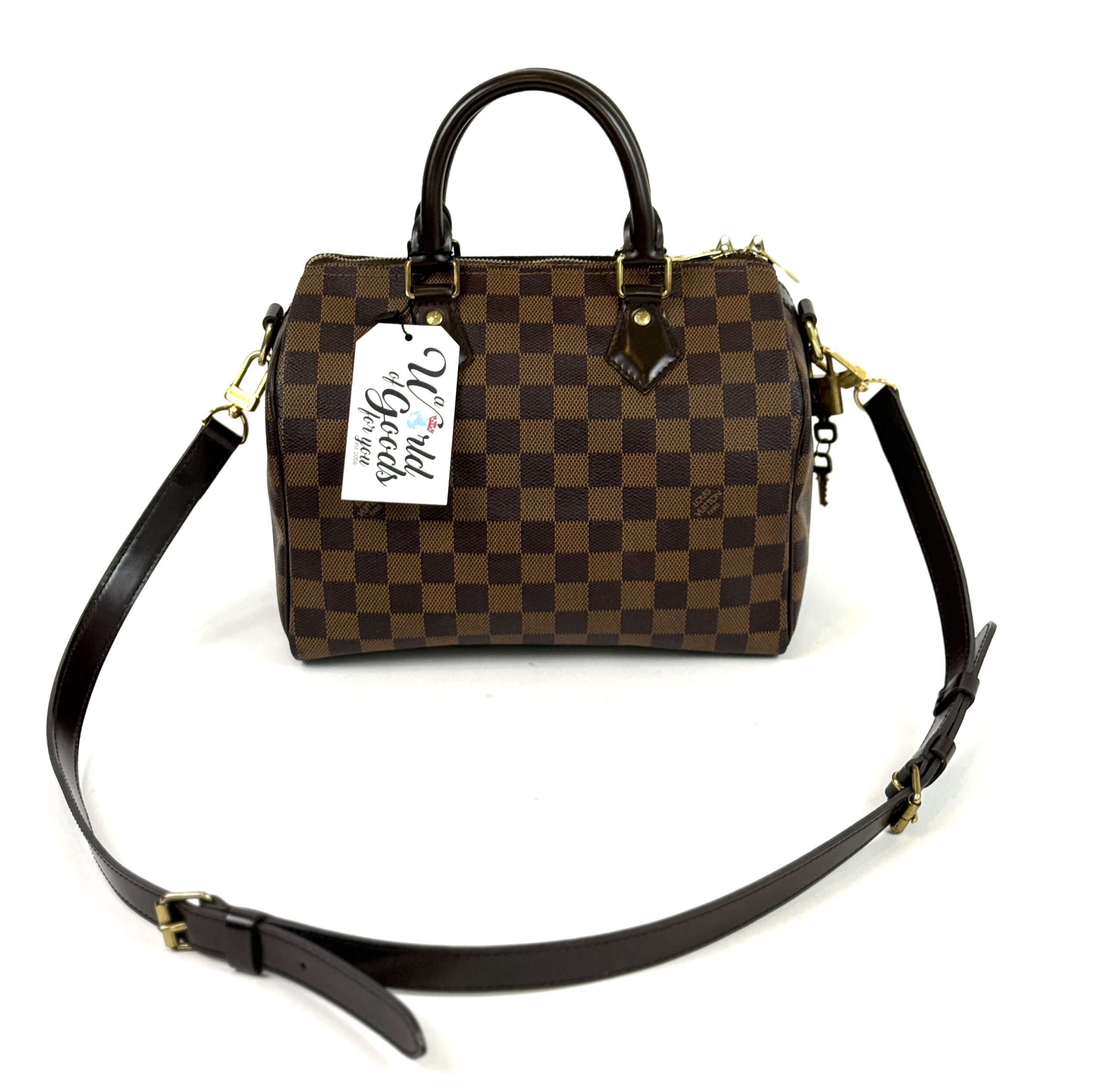 Louis Vuitton Damier Ebene Speedy Bandouliere 25 Red 4 Louis Vuitton Damier Ebene Speedy Bandouliere 25 Red - Image 4
