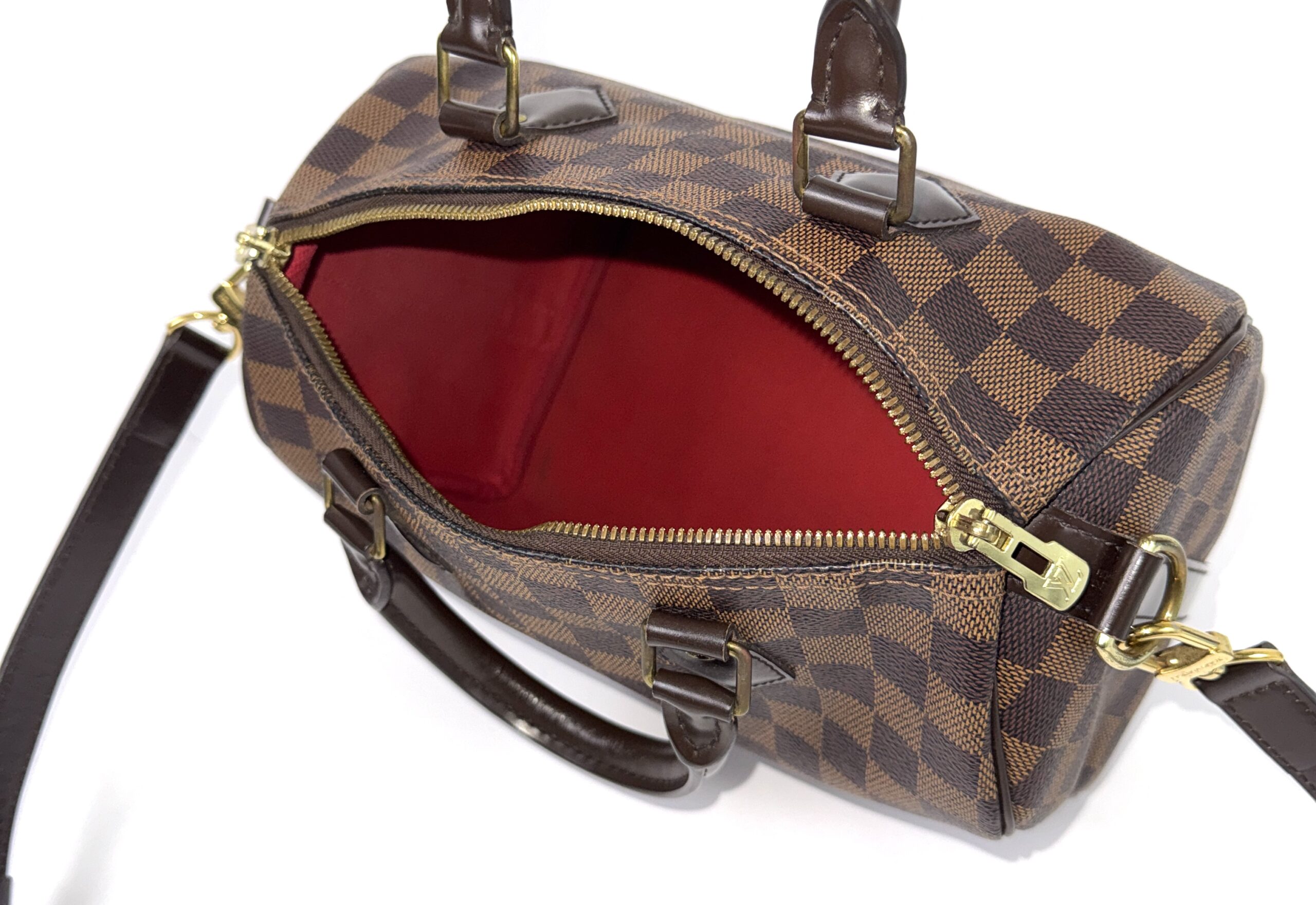 Louis Vuitton Damier Ebene Speedy Bandouliere 25 Red 16 Louis Vuitton Damier Ebene Speedy Bandouliere 25 Red - Image 16