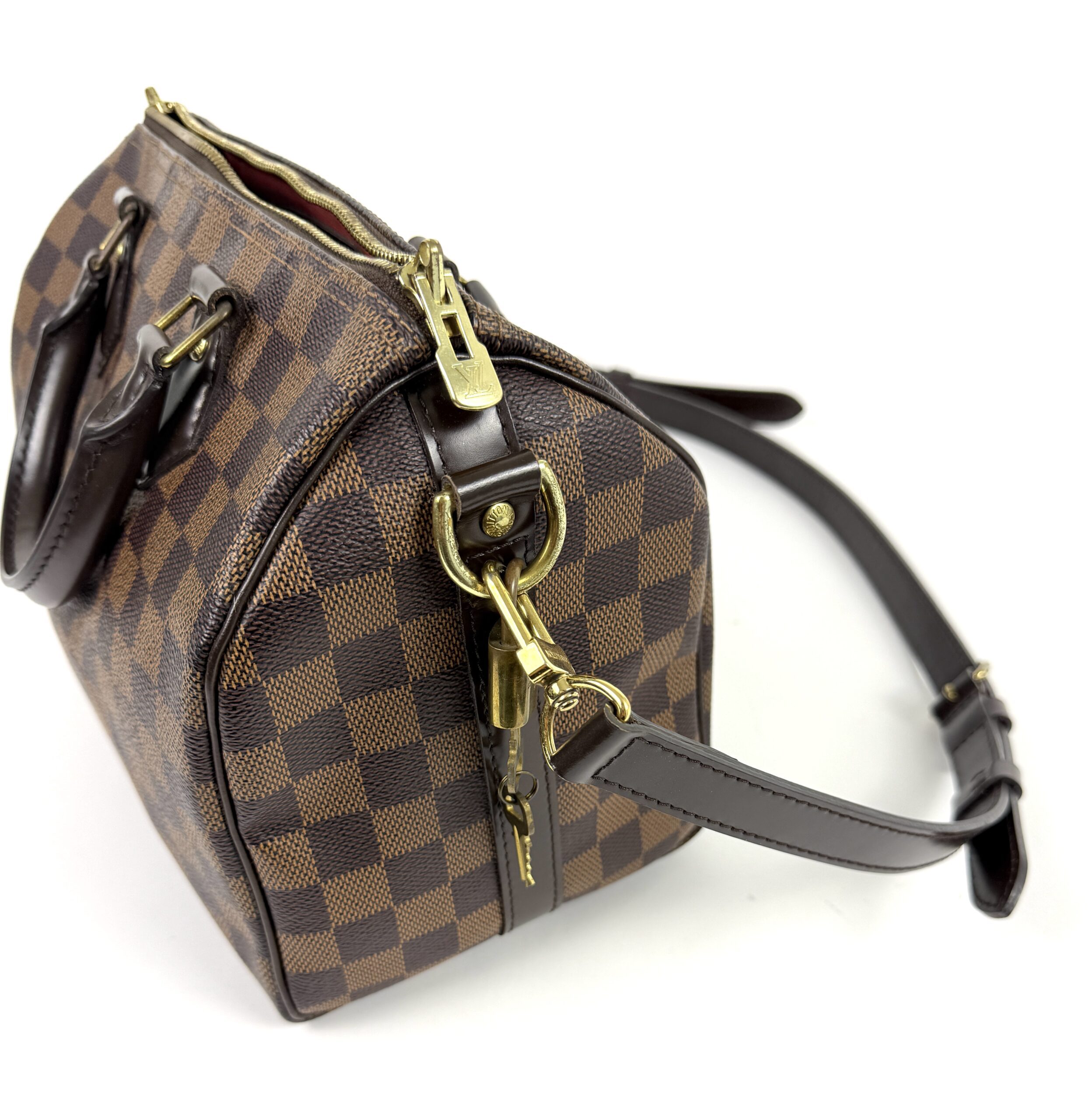 Louis Vuitton Damier Ebene Speedy Bandouliere 25 Red 15 Louis Vuitton Damier Ebene Speedy Bandouliere 25 Red - Image 15