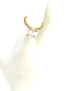 3.5 TCW Emerald Cut Lab Diamond Ring Set in 14K Yellow Gold- Q 2