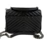 YSL Sheepskin Matelasse Chevron Monogram Medium College Bag Black Antique Silver 3
