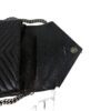 YSL Sheepskin Matelasse Chevron Monogram Medium College Bag Black Antique Silver 14