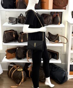 YSL BLACK CLASSIC CASSANDRE CHAIN WALLET IN GRAIN DE POUDRE LEATHER 2