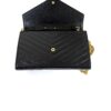 YSL BLACK CLASSIC CASSANDRE CHAIN WALLET IN GRAIN DE POUDRE LEATHER 18