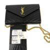YSL BLACK CLASSIC CASSANDRE CHAIN WALLET IN GRAIN DE POUDRE LEATHER 16