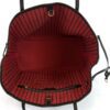 Interior showing the cerise red striped lining