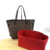 Tote shown with a red felt organizer insert and dust bag