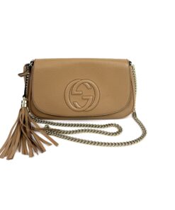 Gucci Beige Leather Soho Flap Chain Crossbody 25