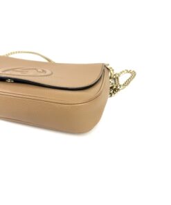 Gucci Beige Leather Soho Flap Chain Crossbody 24