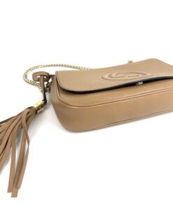 Gucci Beige Leather Soho Flap Chain Crossbody 23