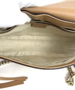 Gucci Beige Leather Soho Flap Chain Crossbody 6