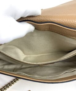 Gucci Beige Leather Soho Flap Chain Crossbody 15
