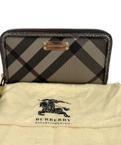 Burberry Dartmoore Smoke Check Stitch Small Zippy Wallet Antique Gold 2