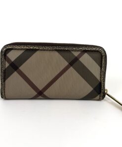 Burberry Dartmoore Smoke Check Stitch Small Zippy Wallet Antique Gold 4