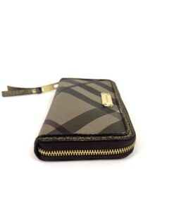 Burberry Dartmoore Smoke Check Stitch Small Zippy Wallet Antique Gold 9