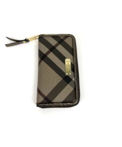 Burberry Dartmoore Smoke Check Stitch Small Zippy Wallet Antique Gold 11