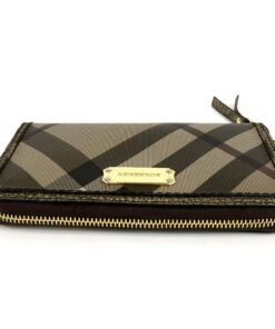 Burberry Dartmoore Smoke Check Stitch Small Zippy Wallet Antique Gold 6