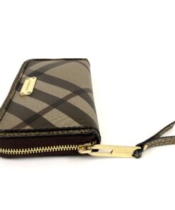 Burberry Dartmoore Smoke Check Stitch Small Zippy Wallet Antique Gold 10