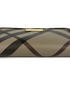 Burberry Dartmoore Smoke Check Stitch Small Zippy Wallet Antique Gold 8