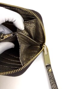 Burberry Dartmoore Smoke Check Stitch Small Zippy Wallet Antique Gold 21