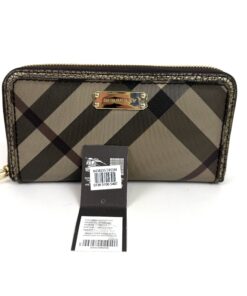 Burberry Dartmoore Smoke Check Stitch Small Zippy Wallet Antique Gold 3