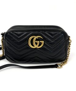 Gucci Black Marmont Small Matelassé Crossbody GHW 27