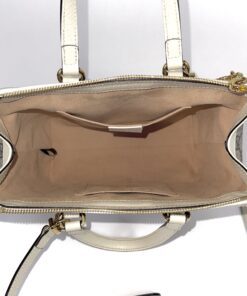 Gucci Supreme Monogram Textured Dollar Calfskin Web Small Ophidia Tote Bag Beige Ebony Mystic White 6