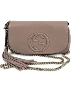 Gucci Rose/Taupe Leather Soho Flap Chain Crossbody