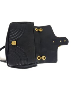 Gucci Calfskin Matelasse Medium Marmont Shoulder Bag Black 23